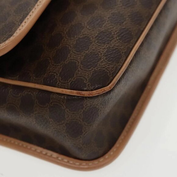 CELINE Macadam Canvas Circle Shoulder Bag PVC Leather Brown Gold - Picture 10 of 16